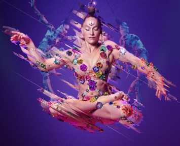 CIRQUE DU SOLEIL - VOLTA - performer hovering in jewelled costume