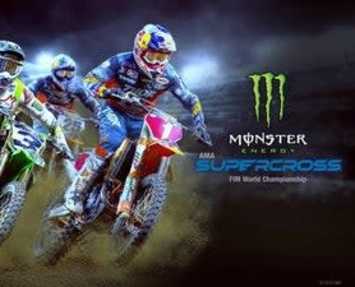 Monster Energy AMA Supercross - three riders and Monster logo