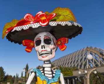 Painted skeleton at Denver Botanic Gardens