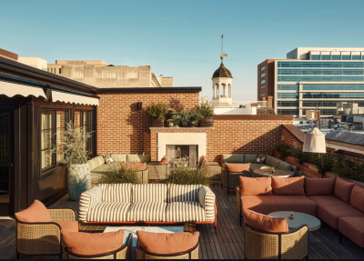 Rooftop lounge at the Quoin Hotel, Wilmington, Delaware