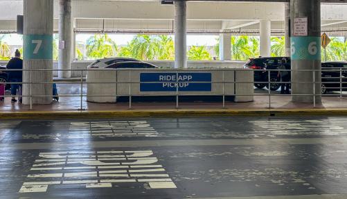 Rideshare waiting area at the airport.