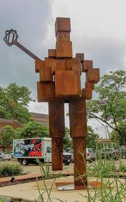 Cube Farmer sculpture