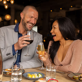 Couple drinking wine in a restaurant