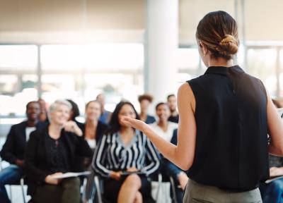 iStock Workshop group woman leader