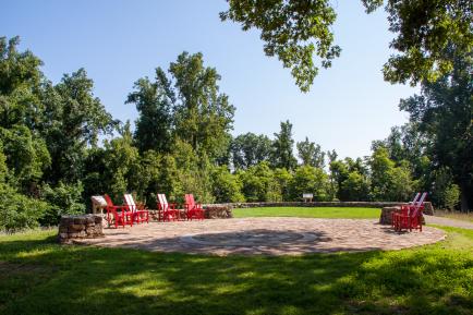 Chairs set up in a paved circle in High Ground Park in  Knoxville, TN