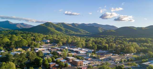 Aerial View of Black Mountain, N.C. and the Seven Sisters mountain range
