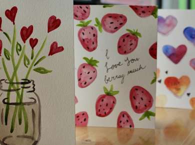 Watercolor Valentine's Day Cards Paint and Sip Nine PIn