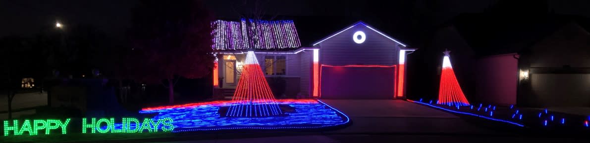 Christmas Lights illuminate a home on Oxford Street during Christmas
