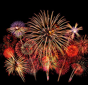 Spectacular fireworks light up the night sky