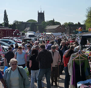 Image shows a busy day at Penkridge Market, Staffordshire