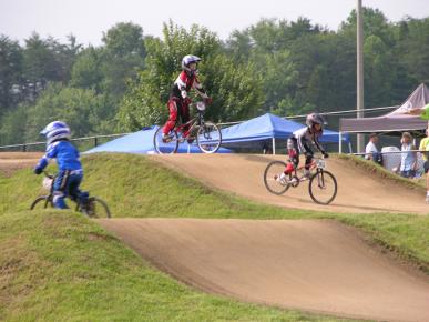 BMX Bikers on a race course