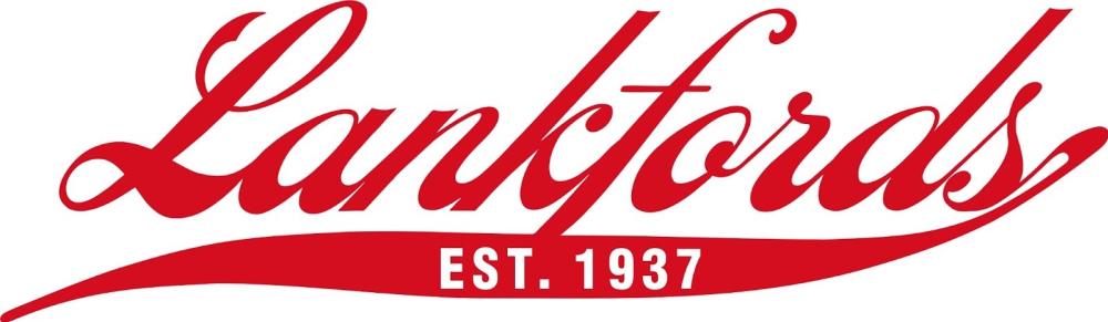 The Lankfords logo features the name of the restaurant in a red, sweeping cursive font. The "s" forms a swoop under the name, and inside the line is white block text that reads, "EST. 1937."