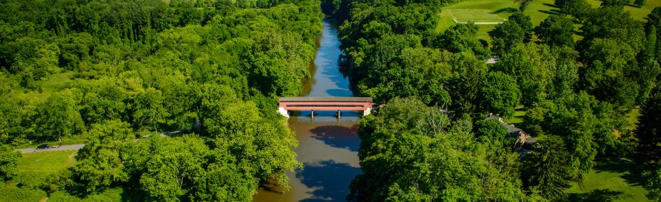 Aerial View of Brandywine Valley Covered Bridge