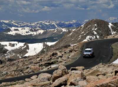 Driving to the summit of Mount Evans.