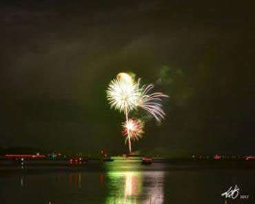 Fireworks over Lemon Bay in Englewood, Florida