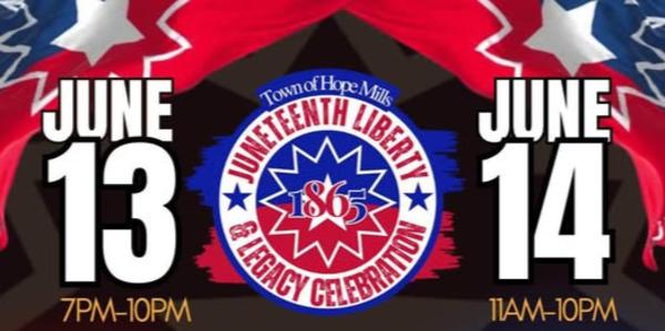Flyer for 2025 Hope Mills Juneteenth event