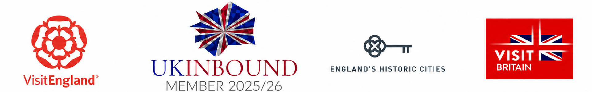 Affiliate logos for VisitEngland, UKInbound, England's Historic Cities and VisitBritain