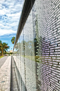 Close up of the Vietnam Wall Memorial in Punta Gorda, Florida