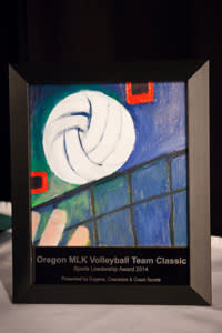 This year's Sports Leadership Award was hand-painted specifically for the Oregon MLK Classic