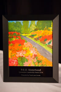 P.E.O Sisterhood's beautiful hand-painted award