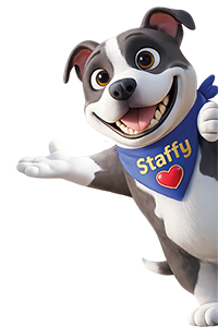 Graphic of Visit Staffordshire mascot Staffy peeking around the corner