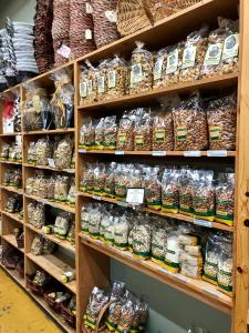 shelves of nuts and dried fruits