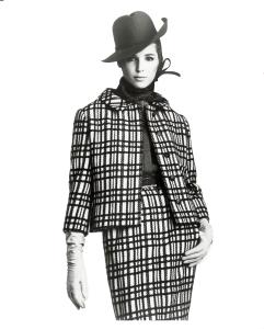 Bill Blass Model - Woman in Check Suit and Hat
