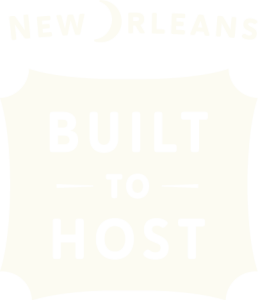 Built to Host New Orleans Cobrand Logo Stacked - Black on White