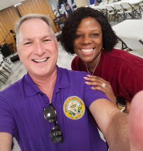 Zondra White Jones with Larry Rolling of Krewe of Bogue Falaya