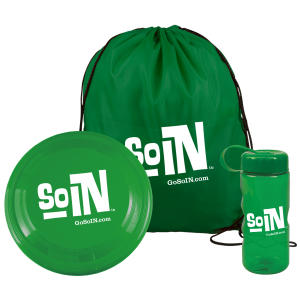 fun trail frisbee back pack and water bottle