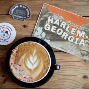 latte on table from Harlem Java House