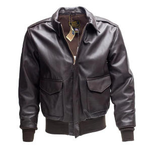 An image of a World War II style leather flight jacket