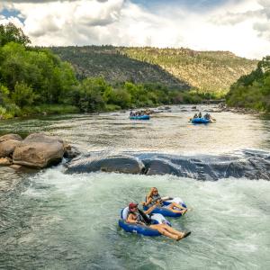 Tubing on the Animas River During Summer Near Memorial Park