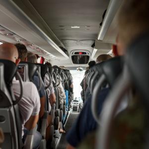 Inside a Motorcoach Bus in Durango, Colorado
