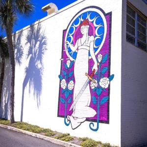 Lady Justice mural from the Brunswick Mural Project.
