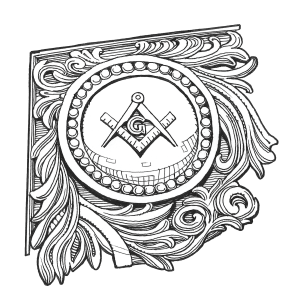 Emblem of Freemasonry in Las Vegas architecture.