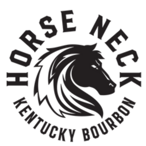 Circular logo reading Horse neck Kentucky Bourbon around a fierce horse head line drawing