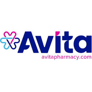 Blue and pink Avita logo