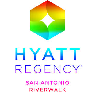 Hyatt Regency logo with rainbow color overlay