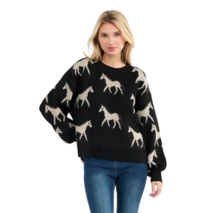 Cream Horse Print Sweater