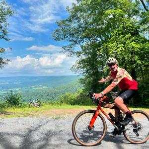 Picture of Dave From unPAved riding bike through beautiful countryside landscape