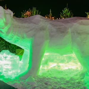 Polar Bear Snow Sculpture at Forest Ice Bar