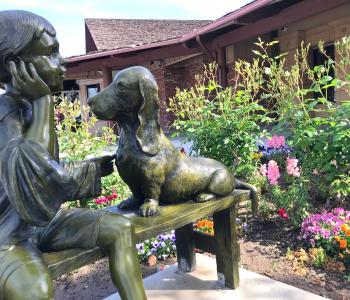 Statue with flowers