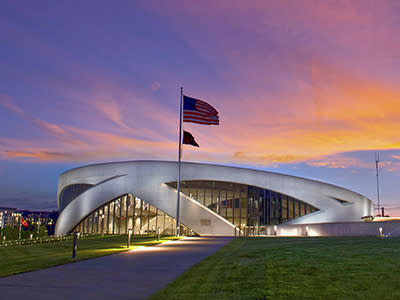 National Veterans Memorial and Museum at dusk