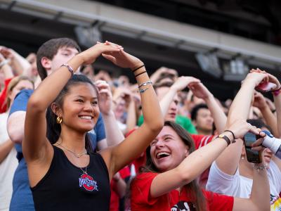 Fans cheering on the Buckeyes at Ohio Stadium