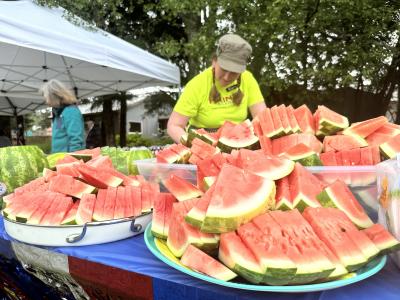 Visitor Center passes out watermelon for independence day