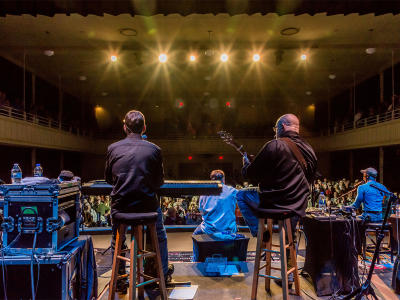 Band from the back of the stage at The Clayton Center, in Clayton, NC.