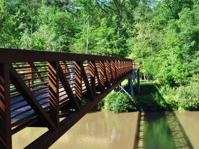 Bridge over the neuse river along the Clayton River Walk in Clayton, NC.