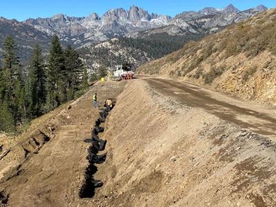 View of Reds Meadow Road Reconstruction Project and the Minarets