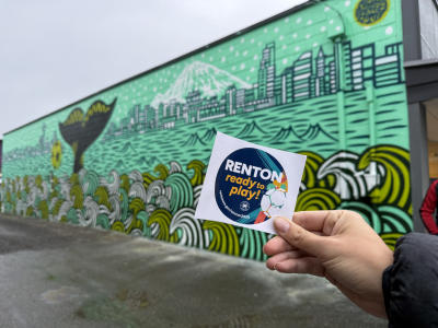 soccer mural with sticker